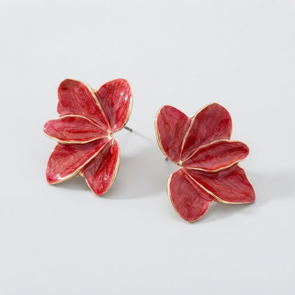 Women's Enamel Flower Stud Earrings
