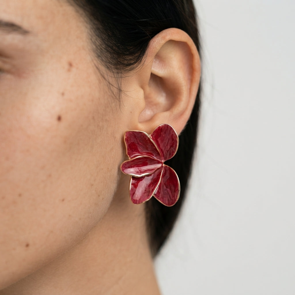 Women's Enamel Flower Stud Earrings