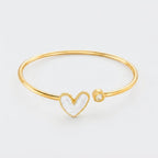 Women's Enamel Heart Open Cuff Bangle