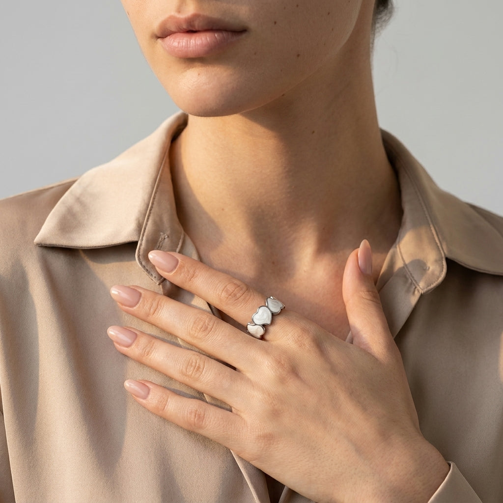 Women's Enamel Heart Ring
