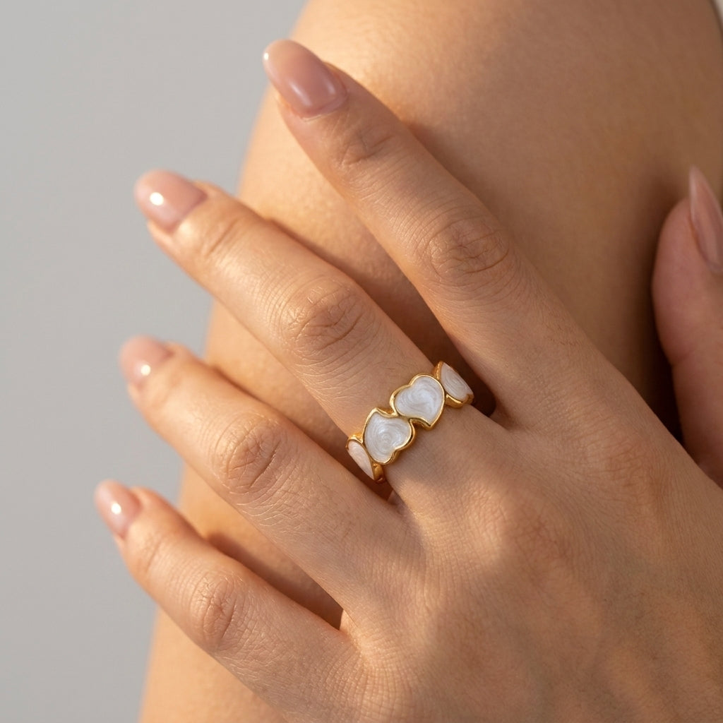 Women's Enamel Heart Ring