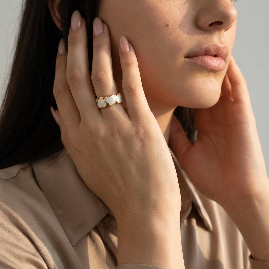 Women's Enamel Heart Ring