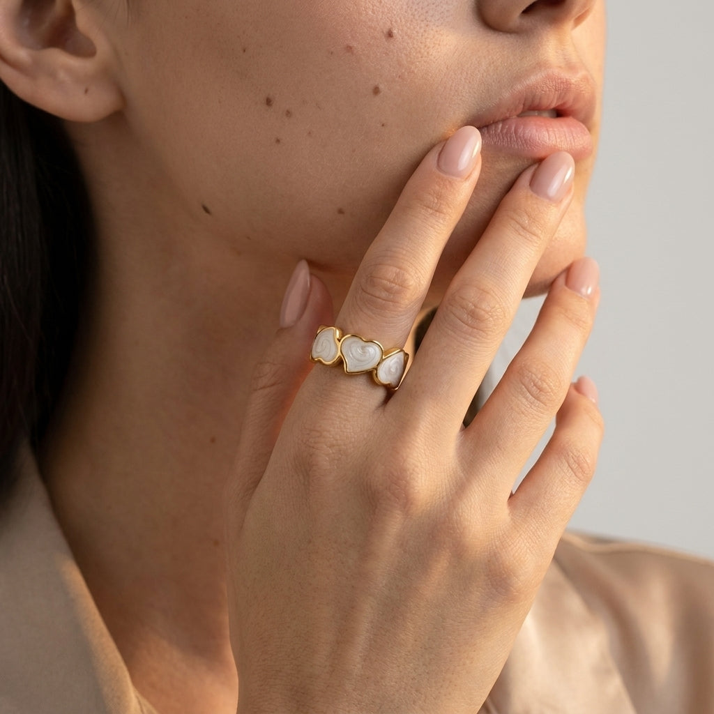 Women's Enamel Heart Ring