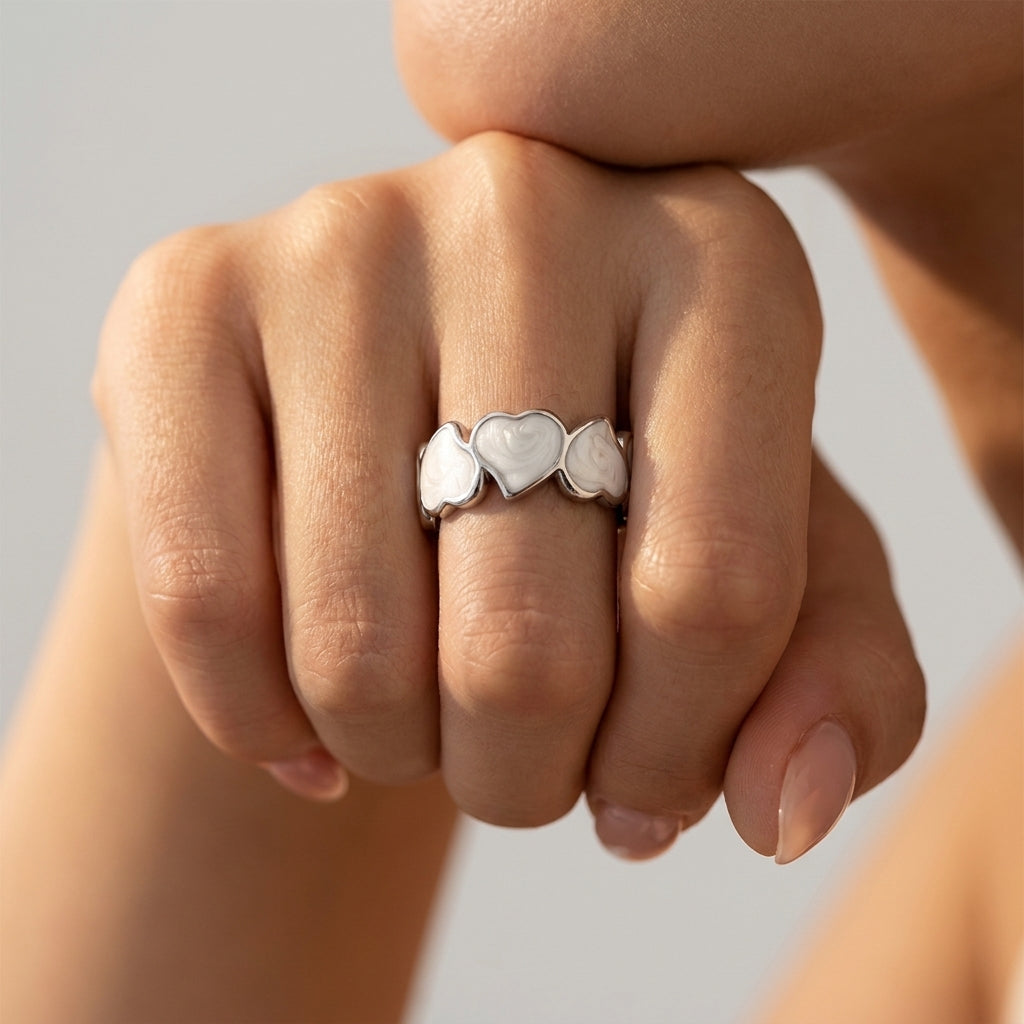 Women's Enamel Heart Ring