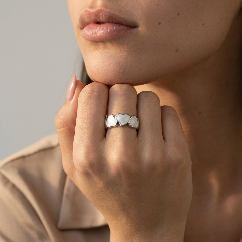 Women's Enamel Heart Ring