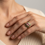 Women's Enamel Pink Stone Ring