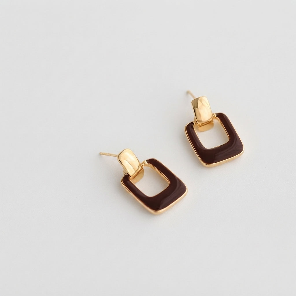 Women's Enamel Square Drop Earrings