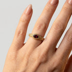 Women's Engraved Red Stone Ring