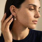 Women's Faux Pearl Drop Huggie Hoop Earrings