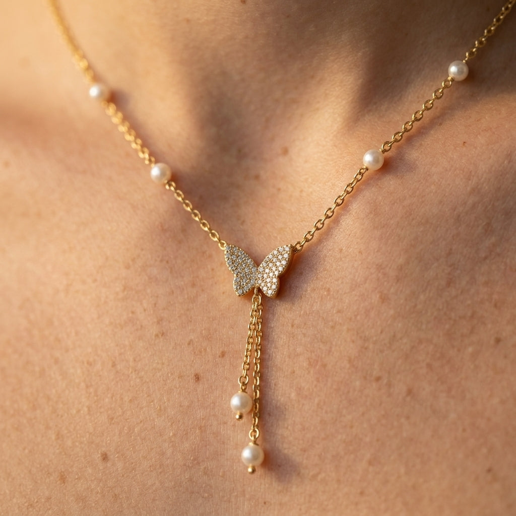 Women's Faux Pearl Lariat Necklace