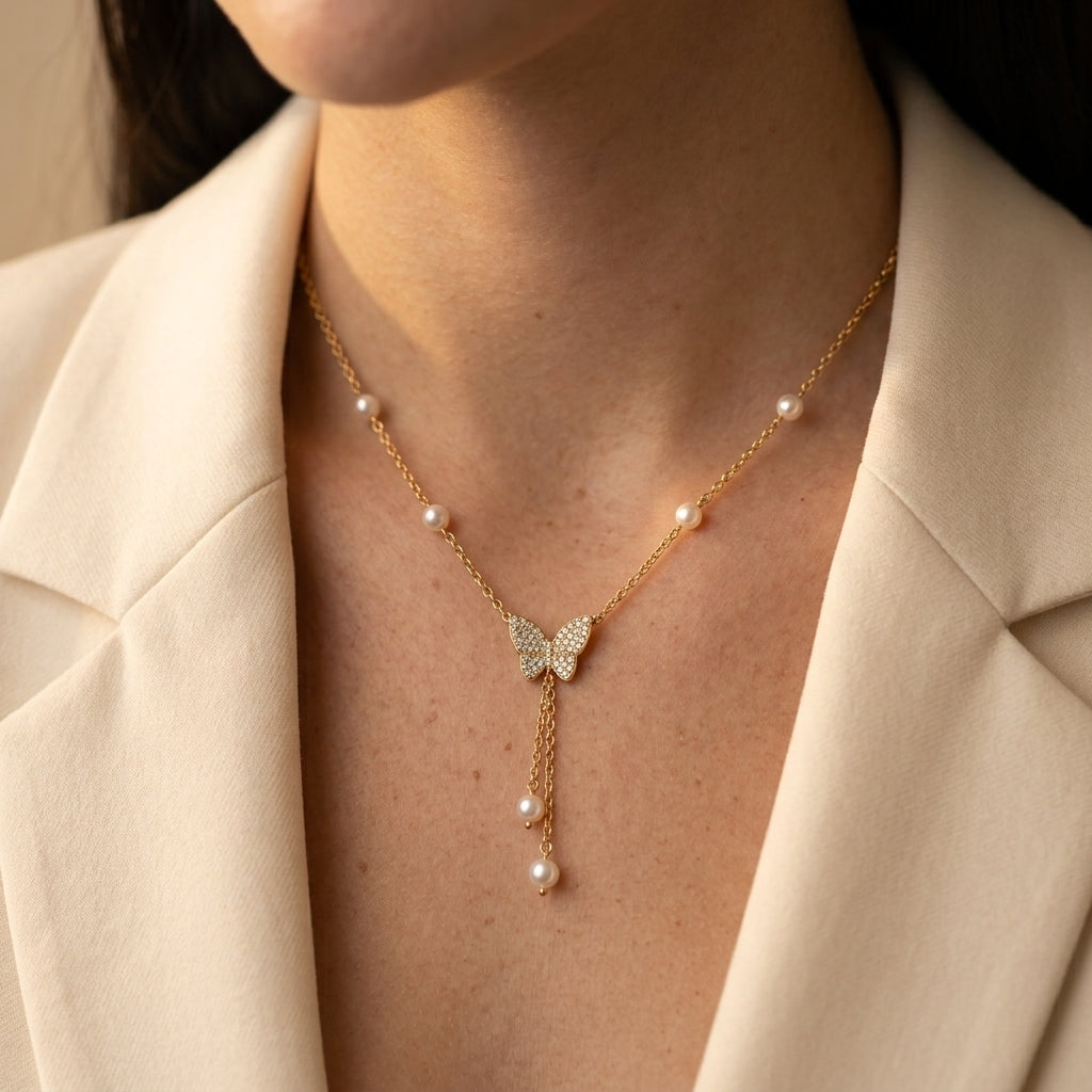 Women's Faux Pearl Lariat Necklace