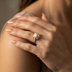Women's Faux Pearl Solitaire Ring