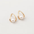 Women's Faux Pearl Triangle Stud Earrings