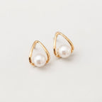Women's Faux Pearl Triangle Stud Earrings
