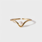 Women's Faux Pearl Wave Ring