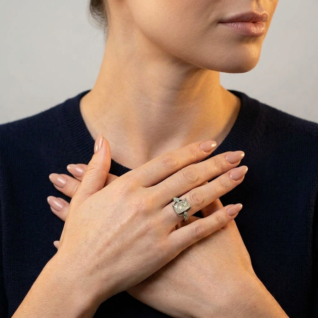 Women's Feather Natural Stone Ring