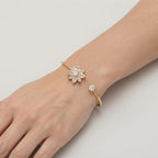 Women's Floral Crystal Open Cuff Bangle