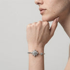 Women's Floral Crystal Open Cuff Bangle