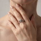 Women's Floral Crystal Ring Set