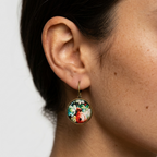 Women's Floral Disc Drop Earrings