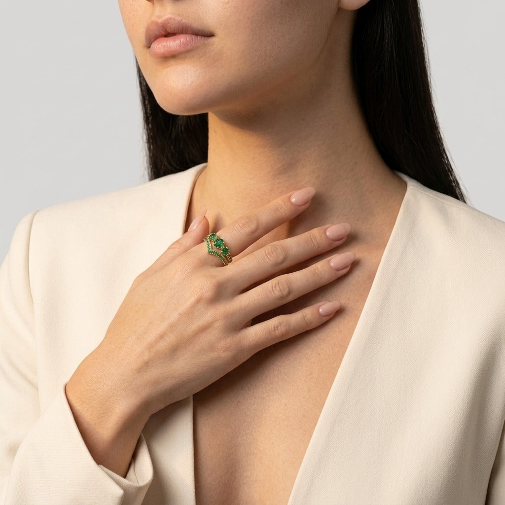 Women's Green Stone Cluster Ring