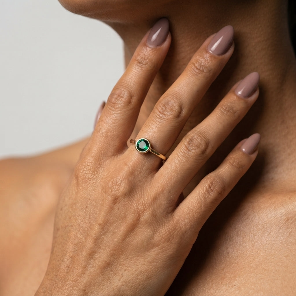 Women's Green Stone Solitaire Ring
