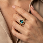 Women's Halo Blue Stone Ring