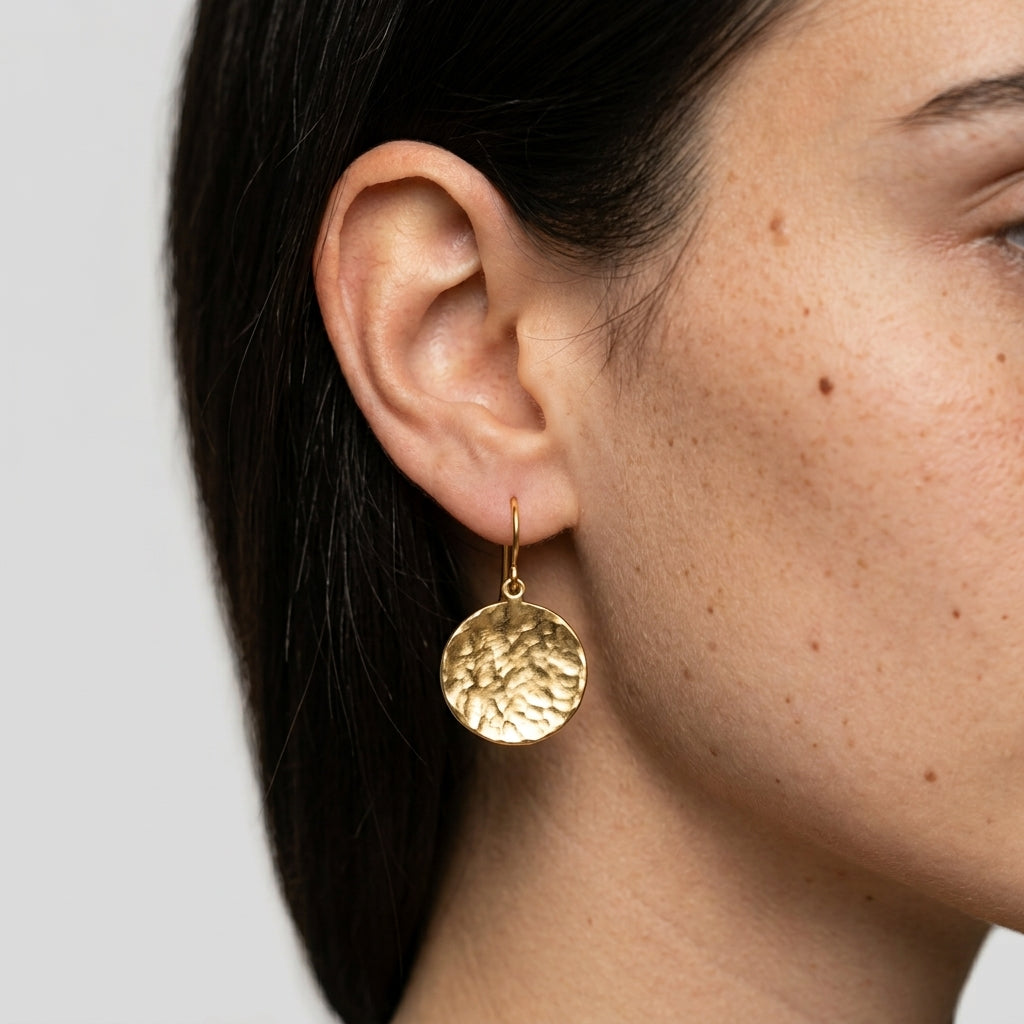 Women's Hammered Disc Drop Earrings
