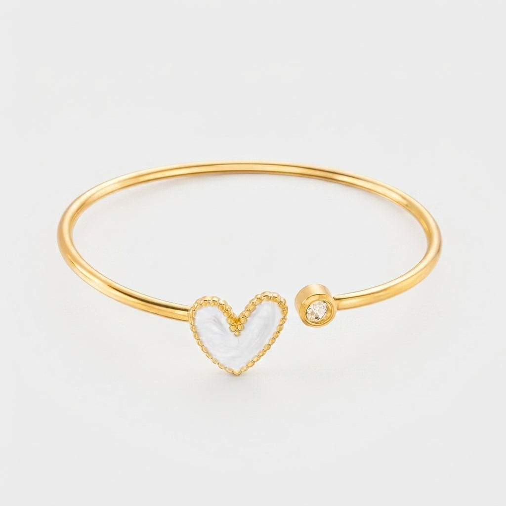 Women's Heart Crystal Cuff Bangle