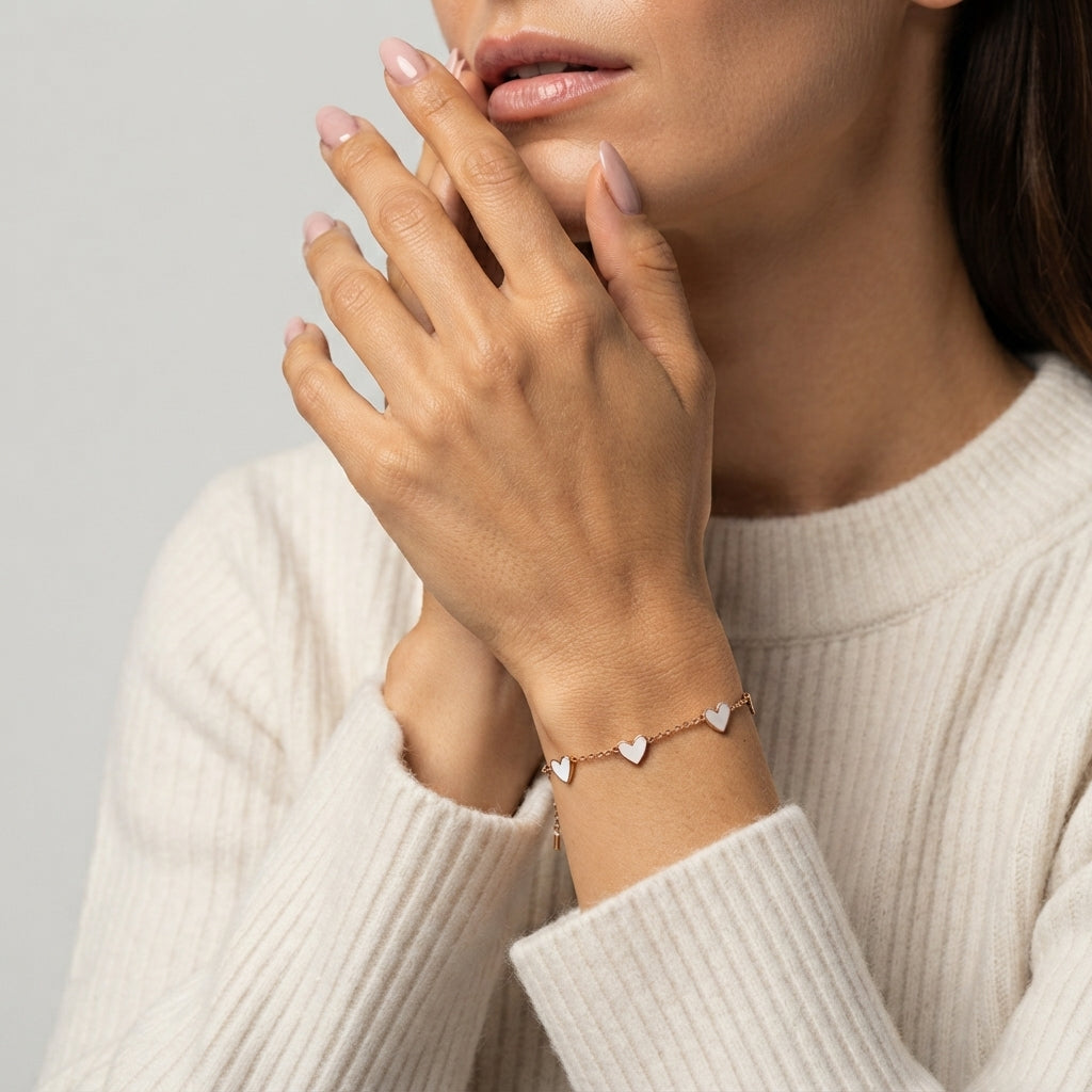 Women's Heart Enamel Station Bracelet
