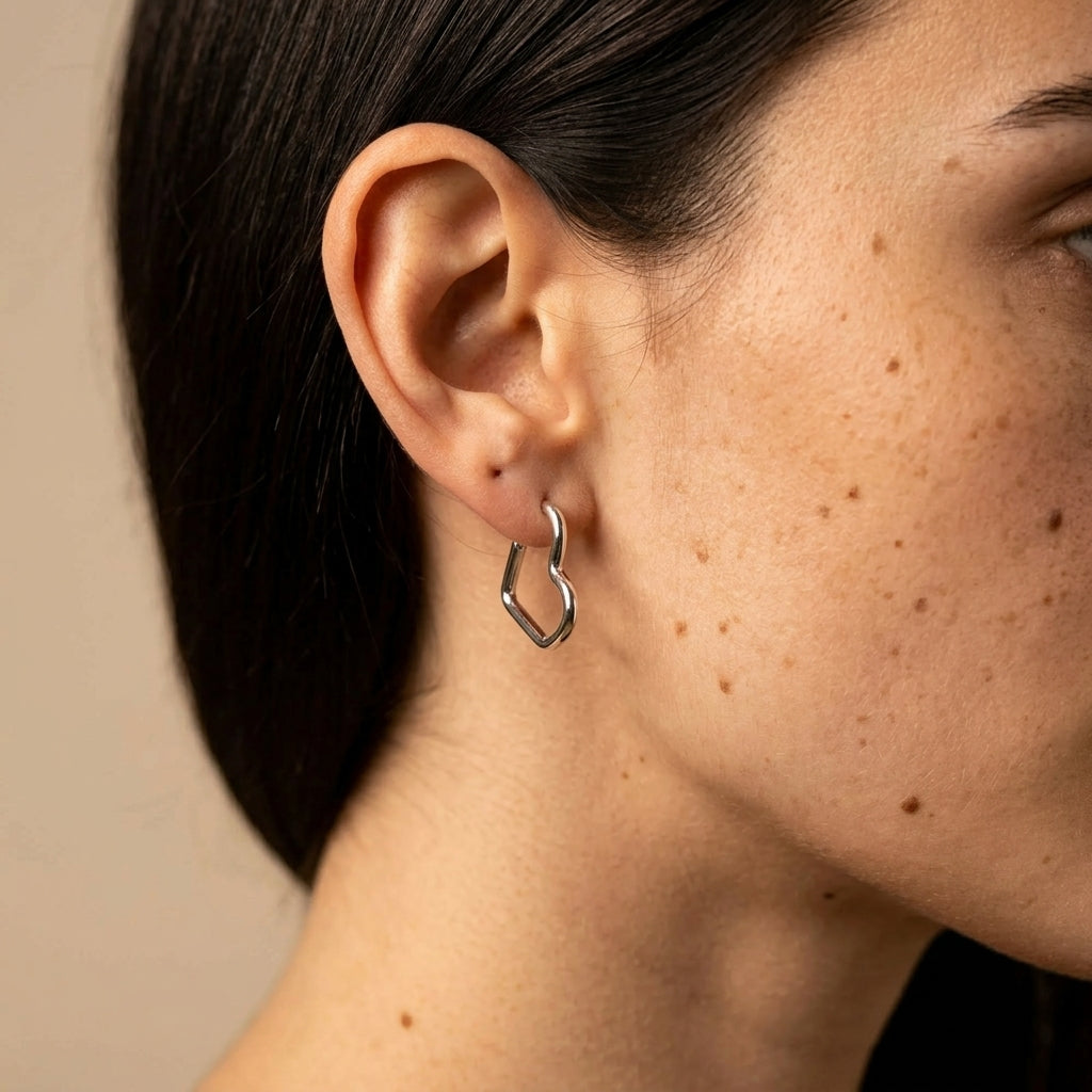 Women's Heart Hoop Earrings