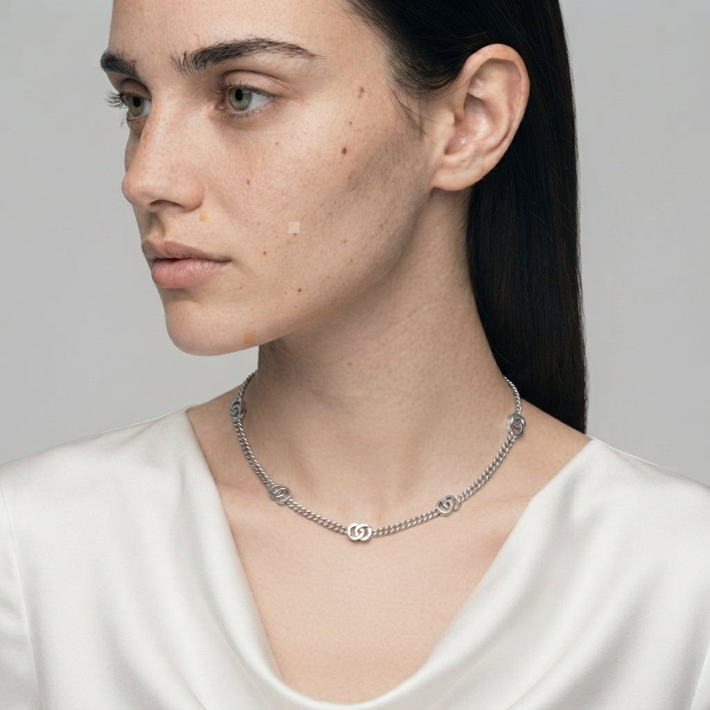 Women's Interlocking Circle Station Chain Necklace