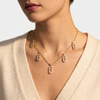 Women's Layered Crystal Paperclip Charm Necklace