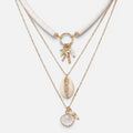 Women's Layered Shell Charm Necklace Set