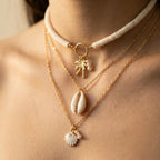 Women's Layered Shell Charm Necklace Set