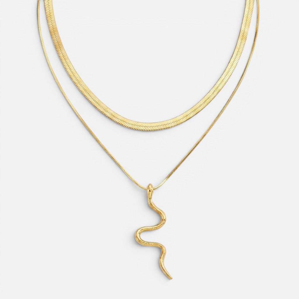 Women's Layered Snake Pendant Necklace