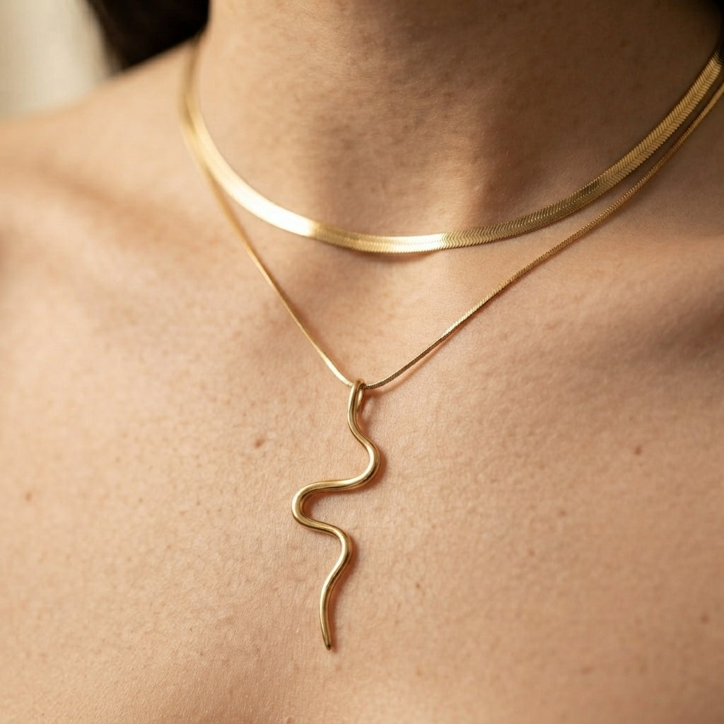 Women's Layered Snake Pendant Necklace