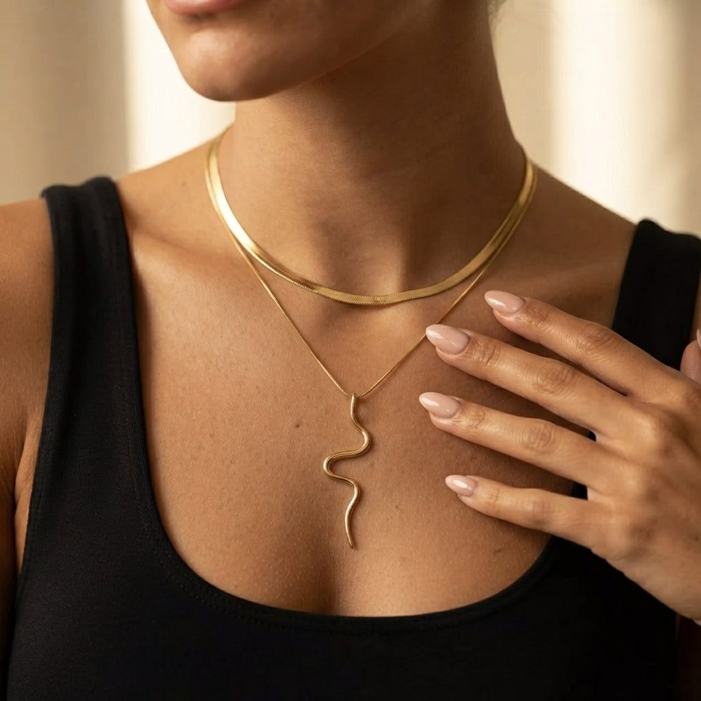 Women's Layered Snake Pendant Necklace