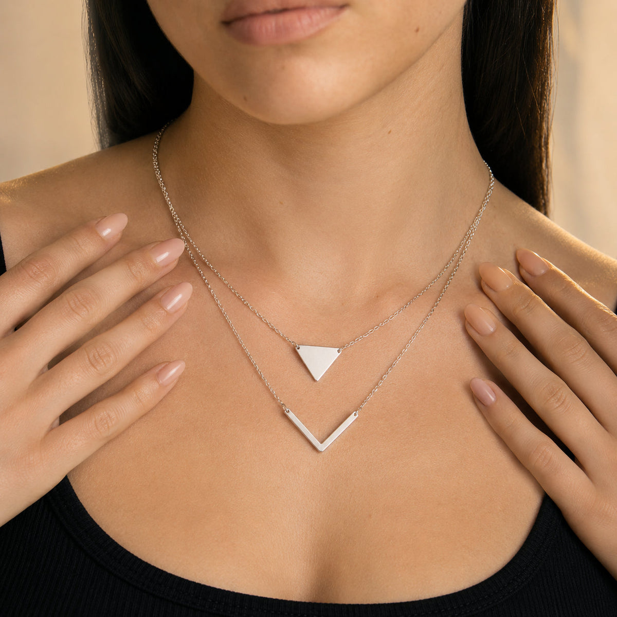 Women's Layered Triangle Pendant Necklace