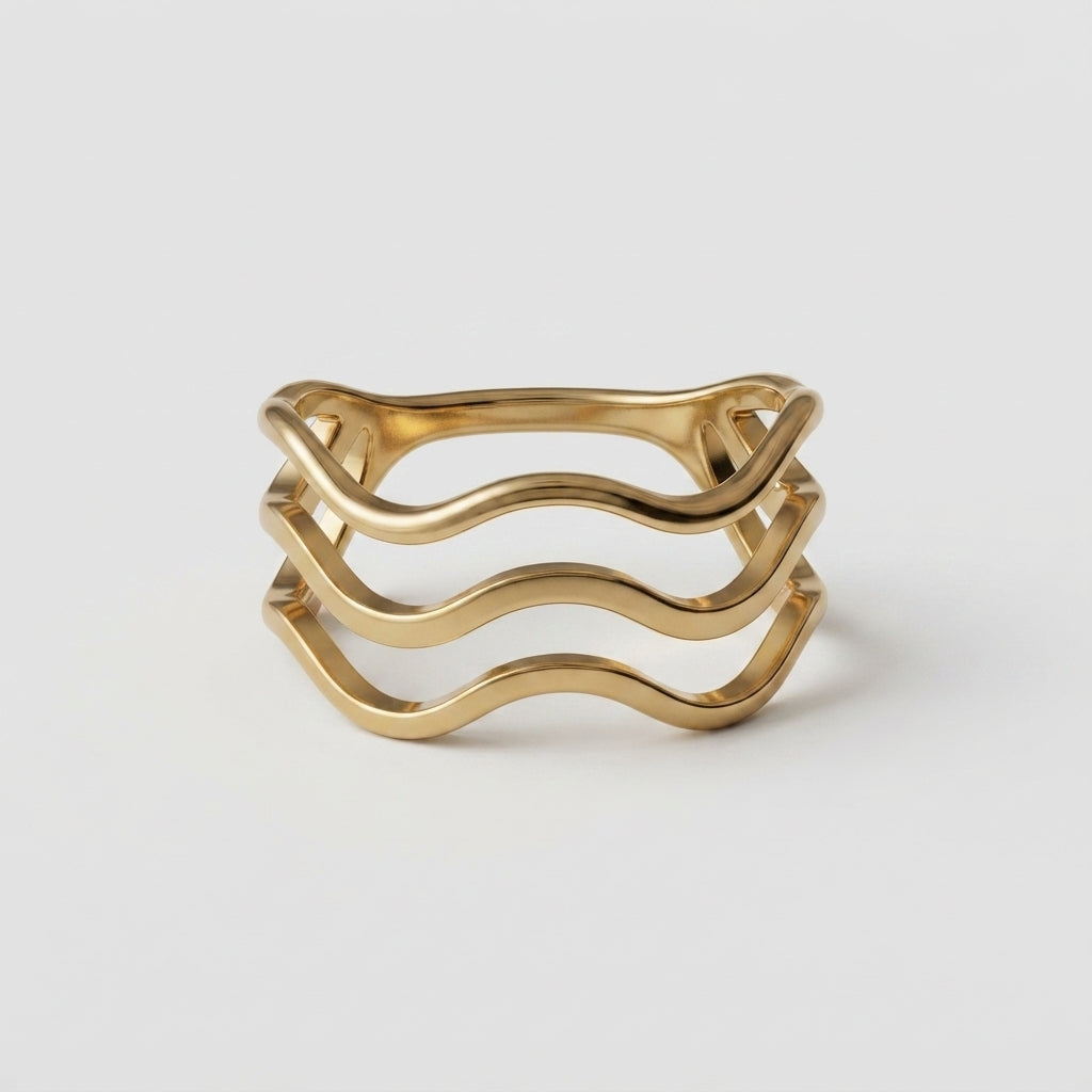 Women's Layered Wave Band Ring