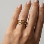 Women's Layered Wave Band Ring
