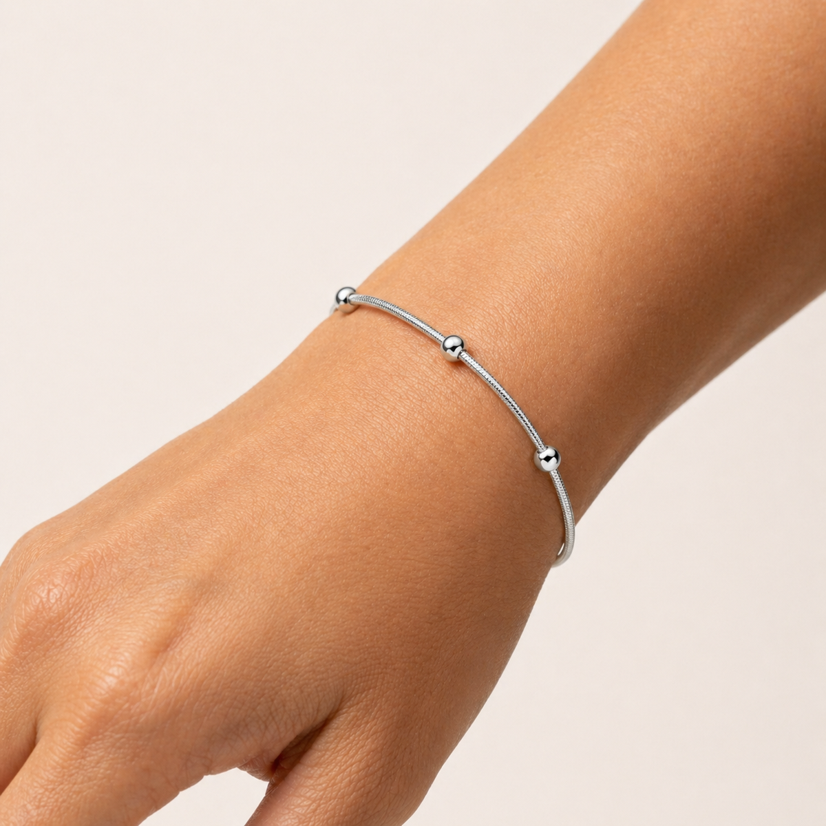 Women's Snake Chain Bead Station Bracelet