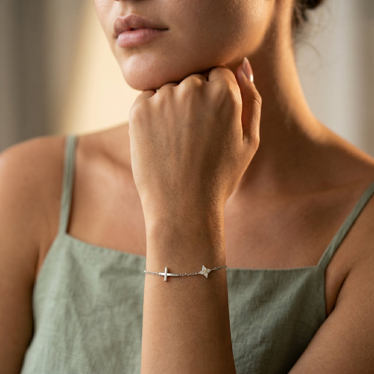Women's Cross Station Chain Bracelet