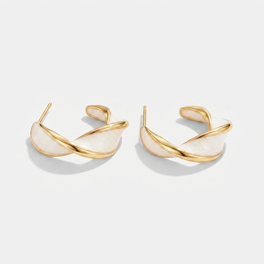 Women's Mother-of-Pearl-Style Twist Hoop Earrings