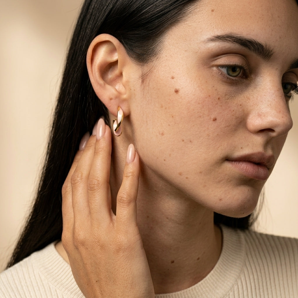 Women's Mother-of-Pearl-Style Twist Hoop Earrings