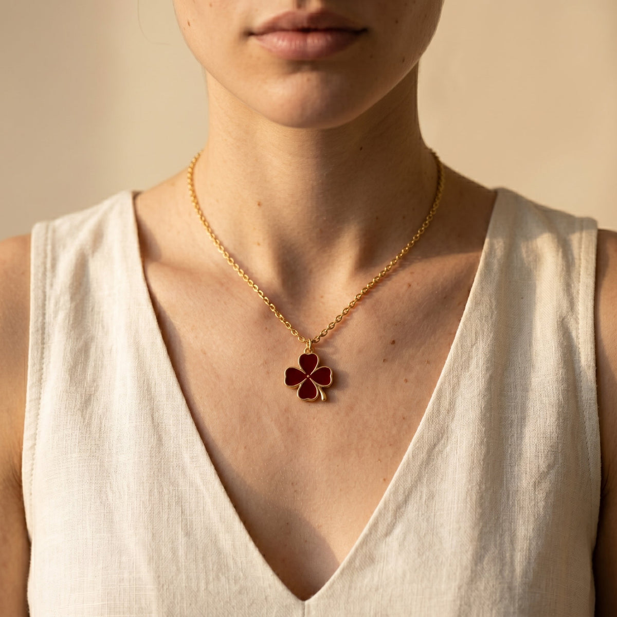 Women's Shamrock Enamel Pendant Necklace