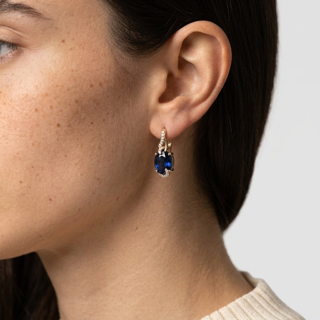 Women's Oval Blue Stone Earrings