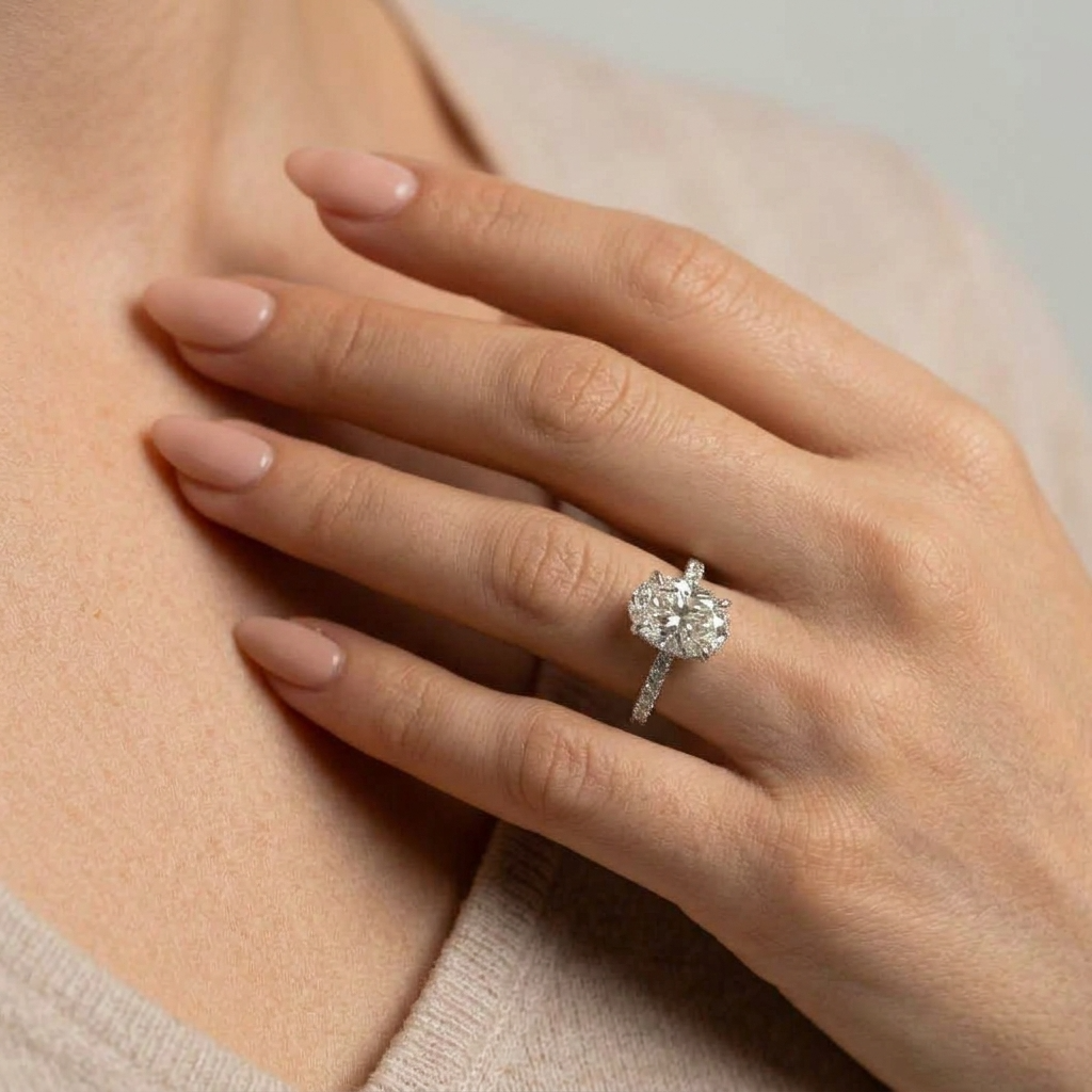 Women's Oval Pave Ring