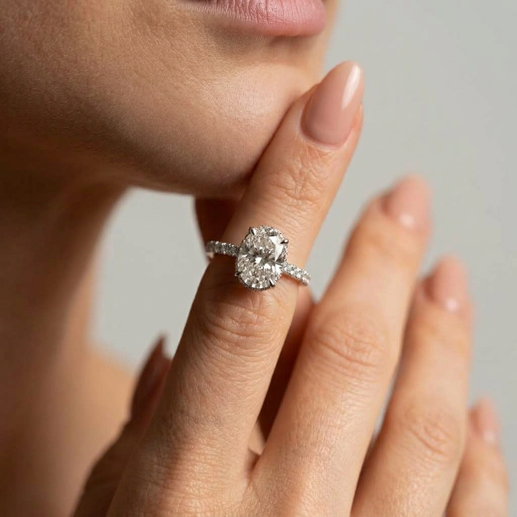 Women's Oval Pave Ring