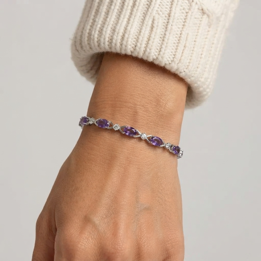 Women's Oval Purple Stone Bracelet